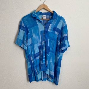 Square Pattern Blue Blouse Size Large
